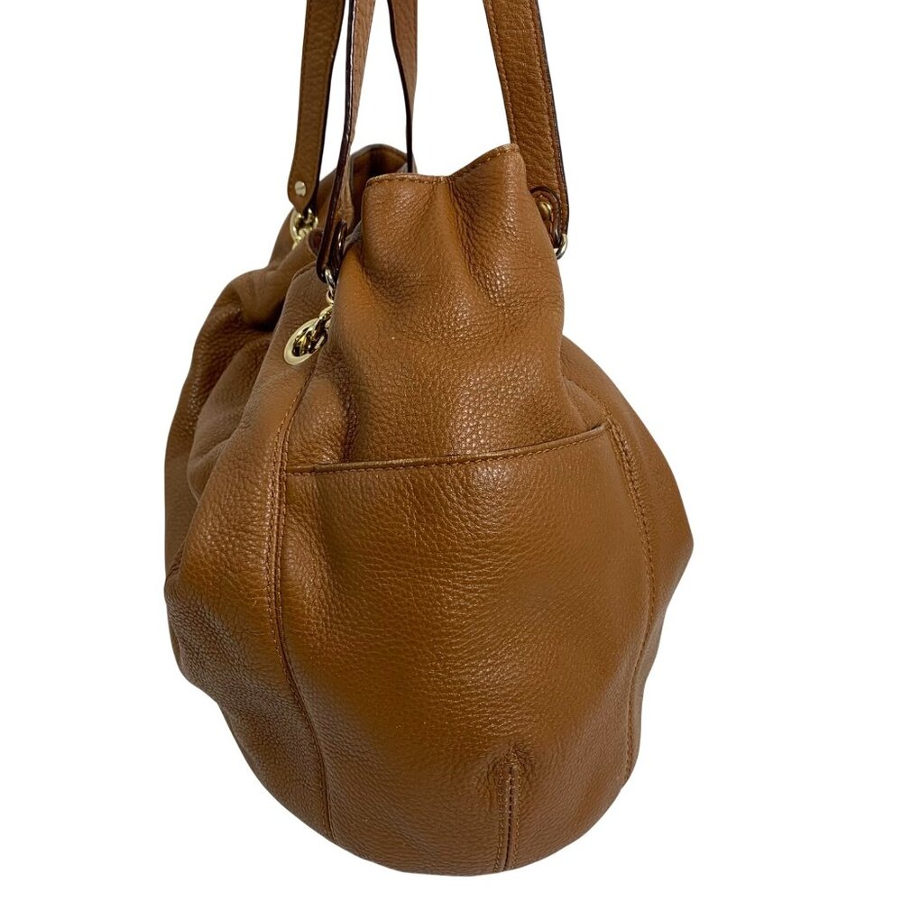 MICHAEL KORS Jet Set Chain Ring Large Tan Brown Leather Shoulder Tote Bag - Picture 4 of 14